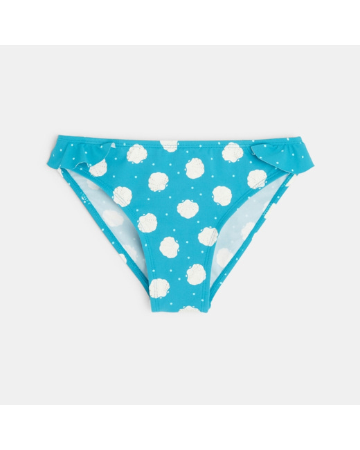 Culotte de maillot de bain pois et coquillages bleu fille