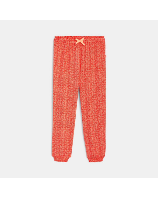 Jogpant fluide imprimé orange fille