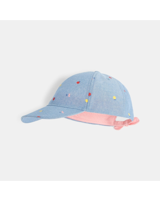 Casquette toile imprimé exotique bleue fille