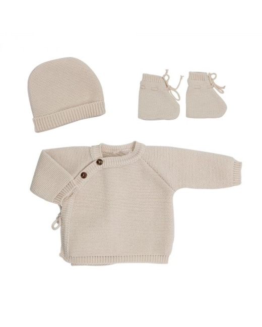 Ensemble naissance bébé brassière, bonnet et chaussons