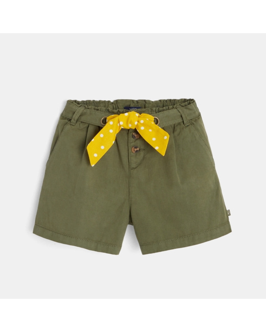 Short large à ceinture vert fille