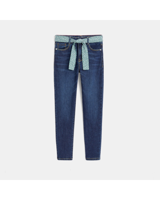 Jean skinny ceinturé bleu fille