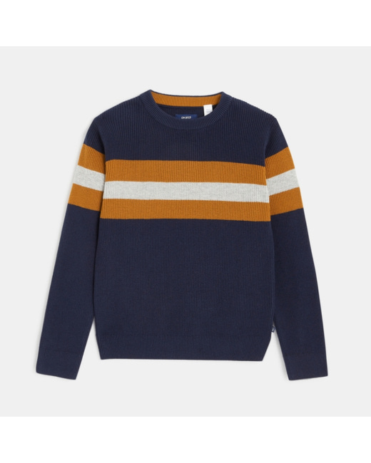 Pull rayé en tricot bleu garçon