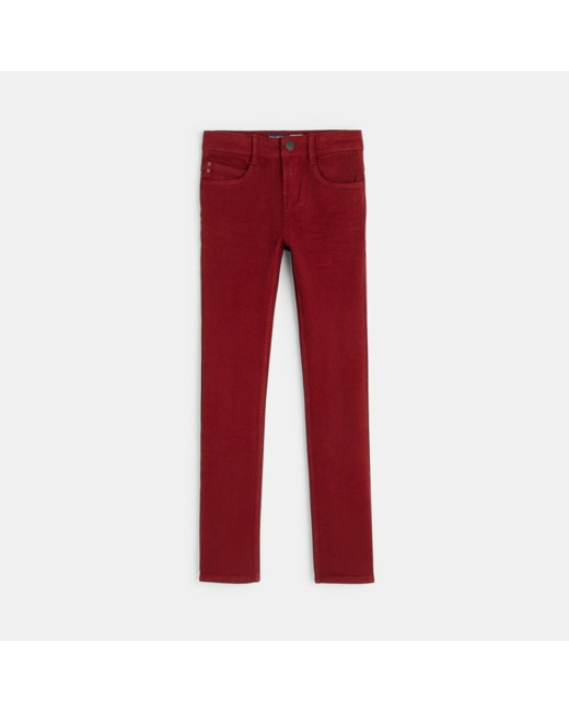 Pantalon skinny en toile bi-stretch rouge garçon