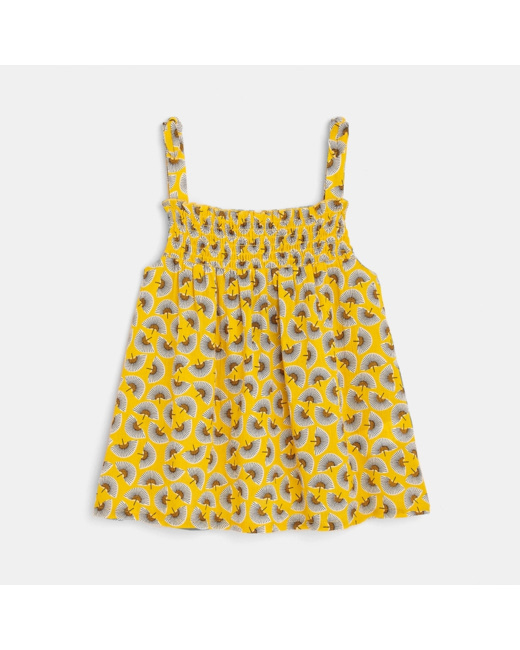 Débardeur smocké imprimé jaune fille