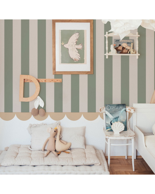 Papier peint rayures vertes