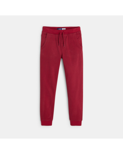 Jogpant uni en toile stretch rouge garçon