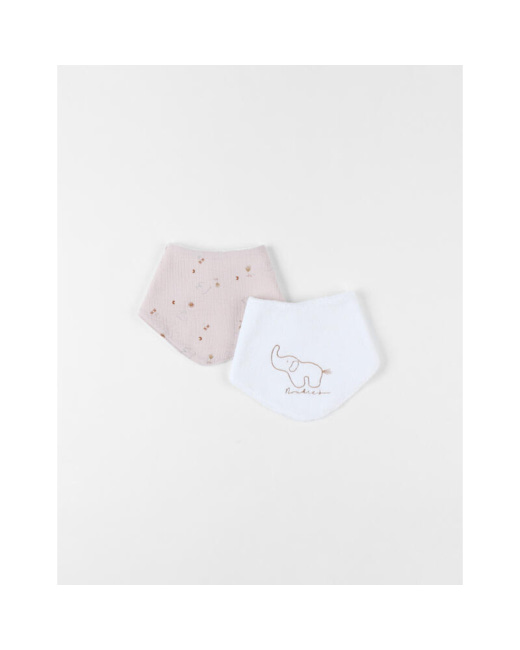 Set 2 bavoirs bandana Bali, Moka et Snow