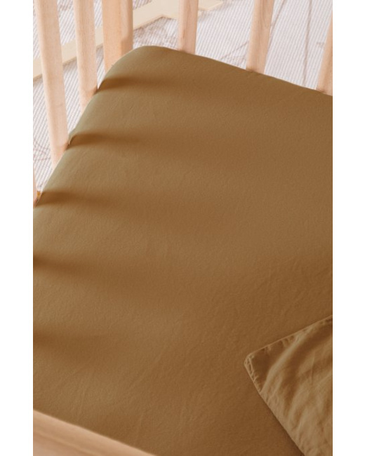 Drap housse bébé Satin de Coton Bio lavé