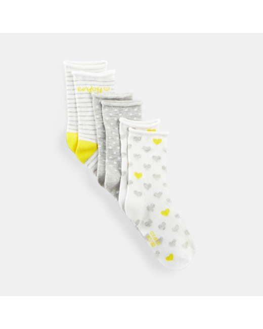Chaussettes fantaisie (lot de 3) jaunes fille