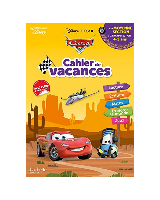 Disney - Cars - Cahier de vacances 2023, de la Moyenne Section à la Grande section