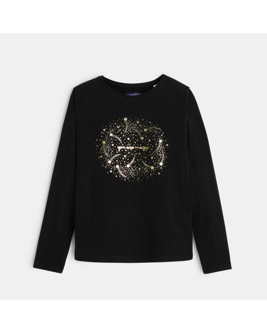 T-shirt à motif pailleté You are Magic noir fille