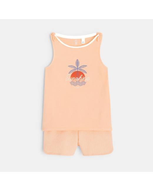 Pyjama d'été pastel 2 pièces "Sunshine" orange fille