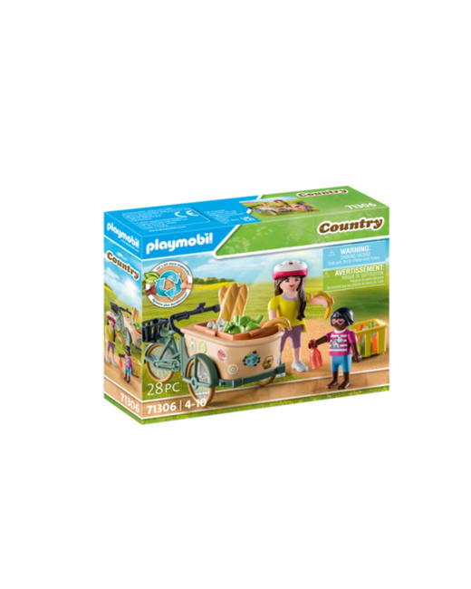 Cycliste avec vélo et remorque avant