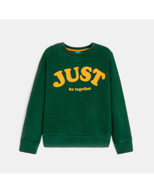 Sweat-shirt à message vert garçon