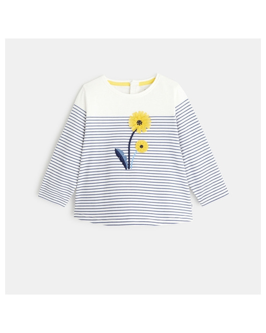 T-shirt rayé à fleurs