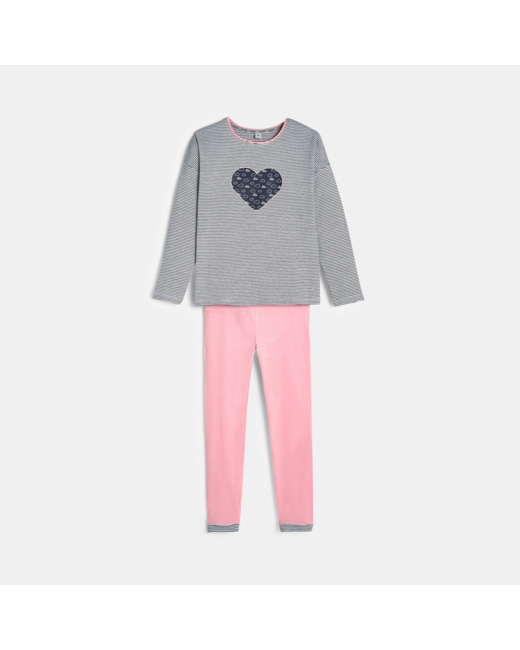Pyjama cœur bleu fille