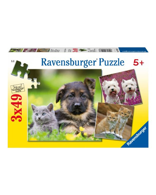 Puzzle - Chiens et chats - 3x49 pièces