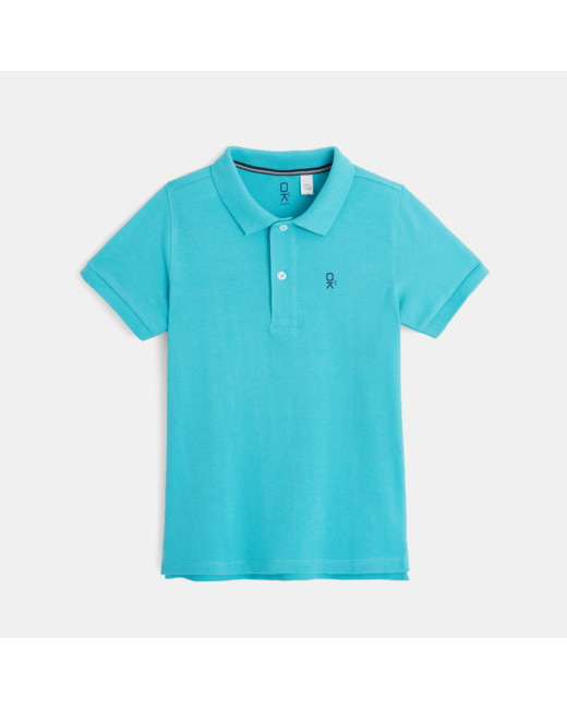 Polo en coton piqué bleu garçon