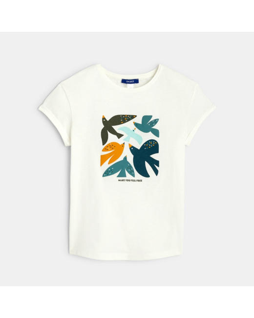 T-shirt imprimé Oiseaux blanc fille