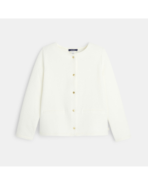 Gilet molletonné pressionné blanc fille
