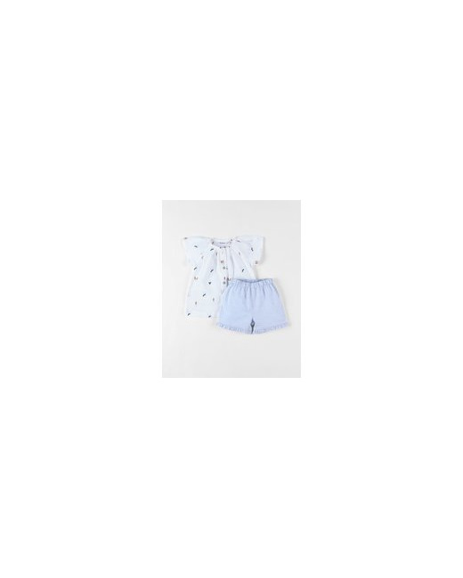 Set blouse brodé fleuri + short