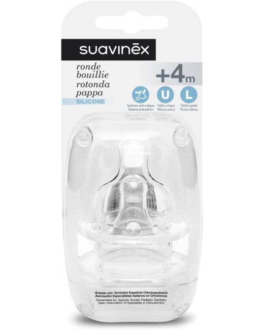 Biberon Suavinex Premium 150 Ml - Tétine Ronde Silicone Débit Lent - Anti-colique, 0% BPA - Pour Nouveau-né Dès 0 Mois
