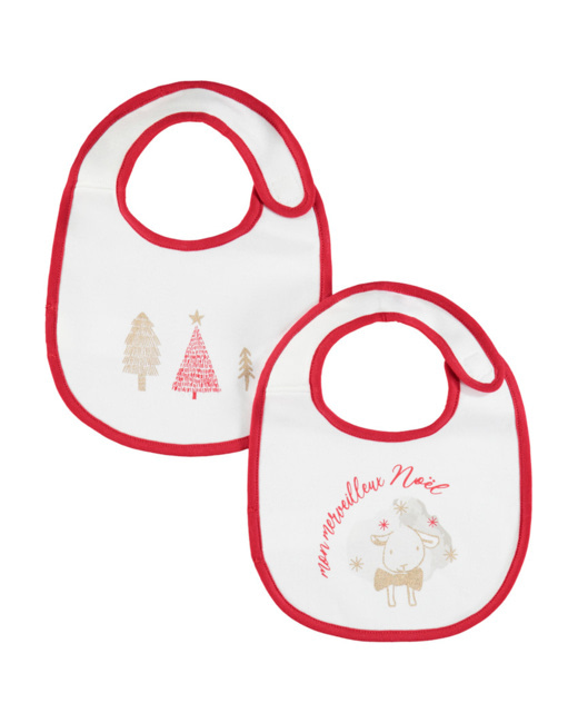 Lot de 2 bavoirs print esprit Noël Hiver magique