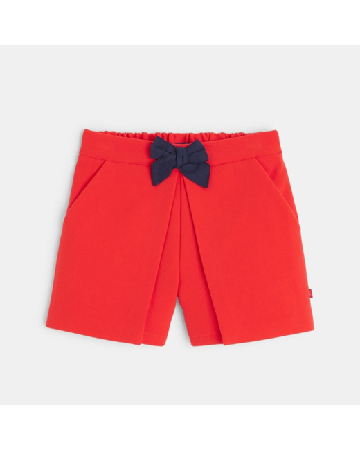Short chic avec nœud papillon rouge fille