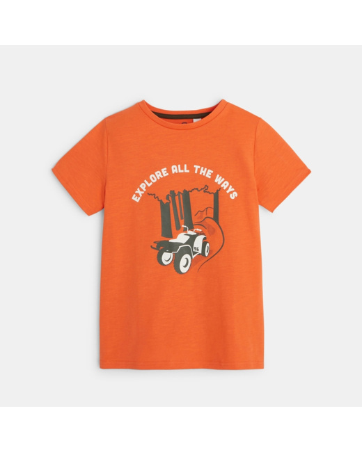 T-shirt à message "Explore all the ways" orange garçon