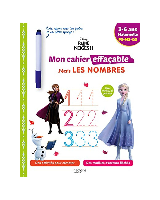 Disney - Reine des neiges 2 - Mon cahier effaçable - J'écris les nombres (3-6 ans)