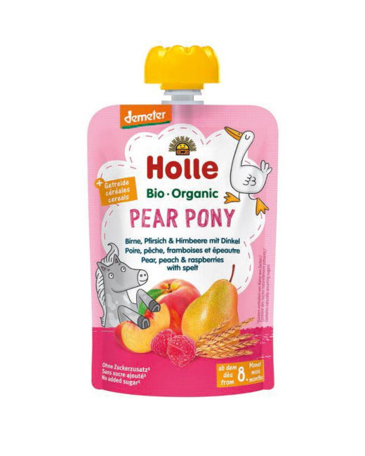 Gourde Pear Pony - poire, pêche, framboises et épeautre