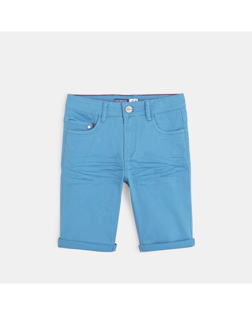 Bermuda slim en toile hyper-stretch bleu garçon