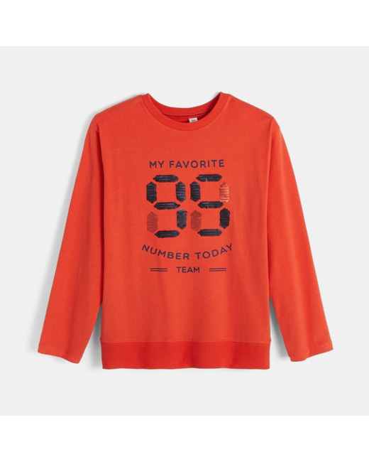 T-shirt à sequins magiques orange garçon
