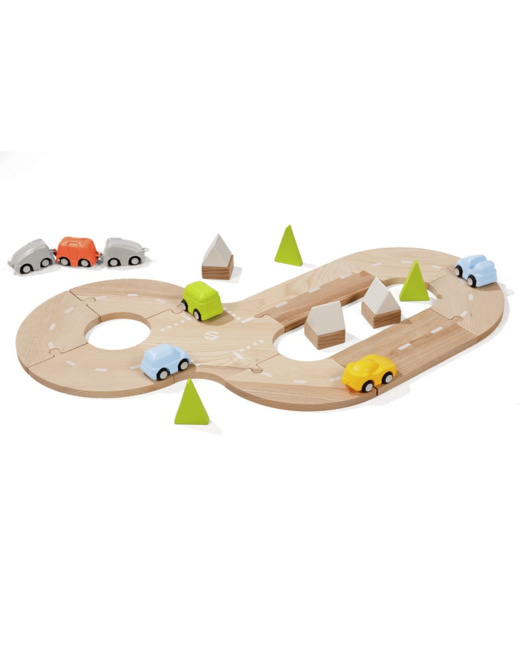 Circuit réversible train/route classique avec véhicules