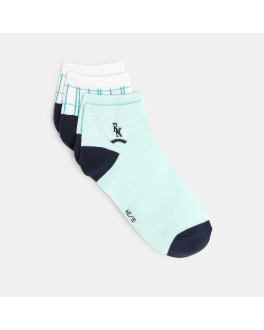 Socquettes fantaisie (lot de 2) turquoise garçon