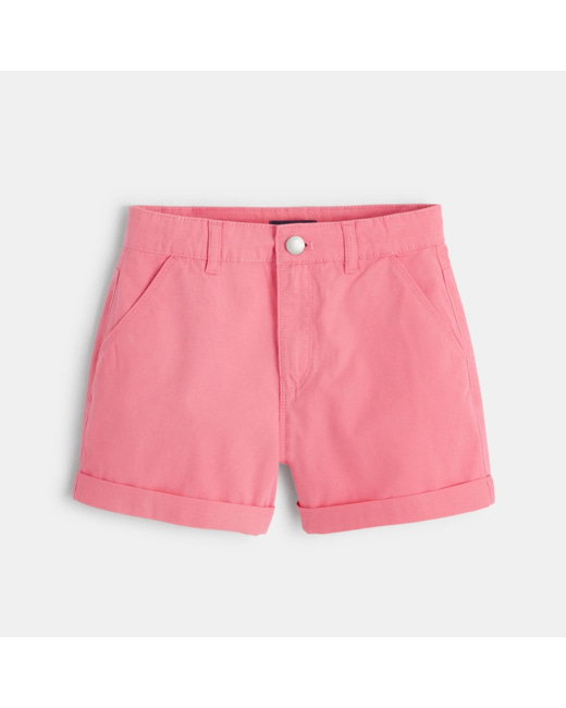 Short en toile unie rose fille