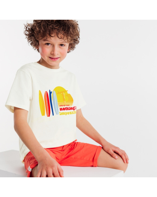 T-shirt surf à message blanc garçon
