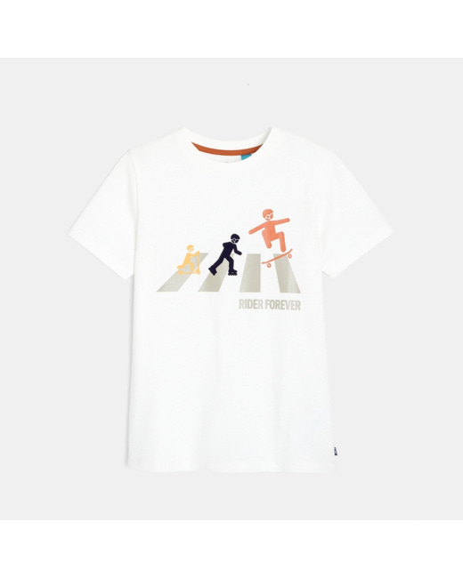 T-shirt à message en coton biologique beige garçon