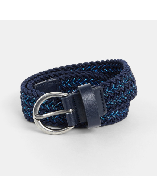 Ceinture tressée élastiquée bleu fille