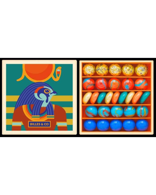 Coffret de 29 billes et galets Egypte Ra