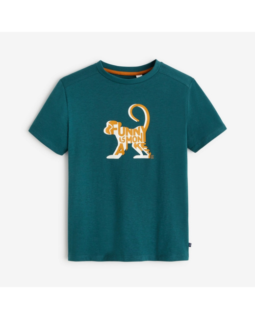 T-shirt animal à message vert garçon