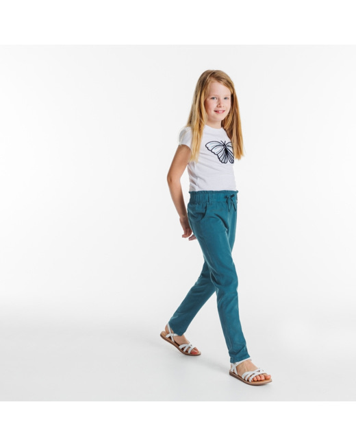 Pantalon paperbag couleur vert fille