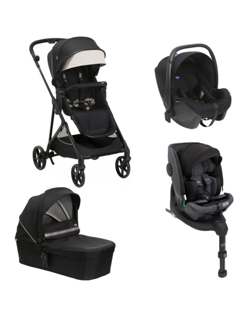 Poussette trio seety + siège auto kory i-size essential + nacelle seety + bi-seat air i-size + base 360°