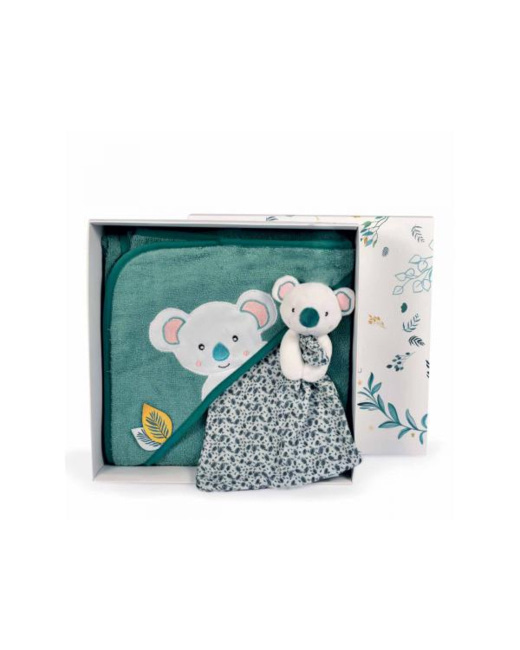 Cape de bain & doudou Yoca le koala  - taille 80x80  cm