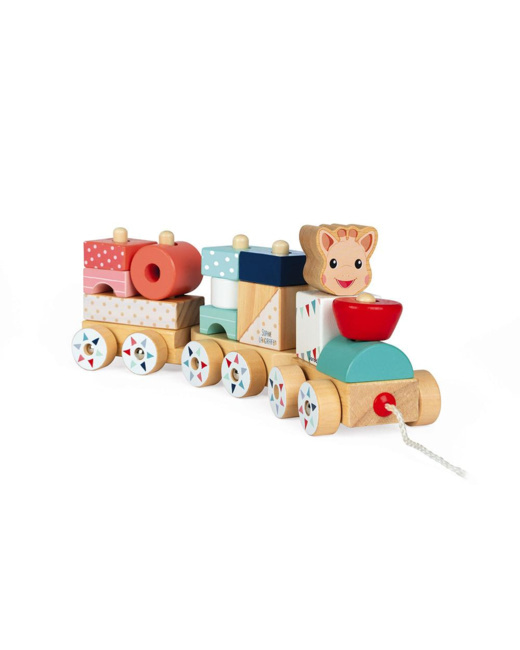 Train Sophie la girafe en bois