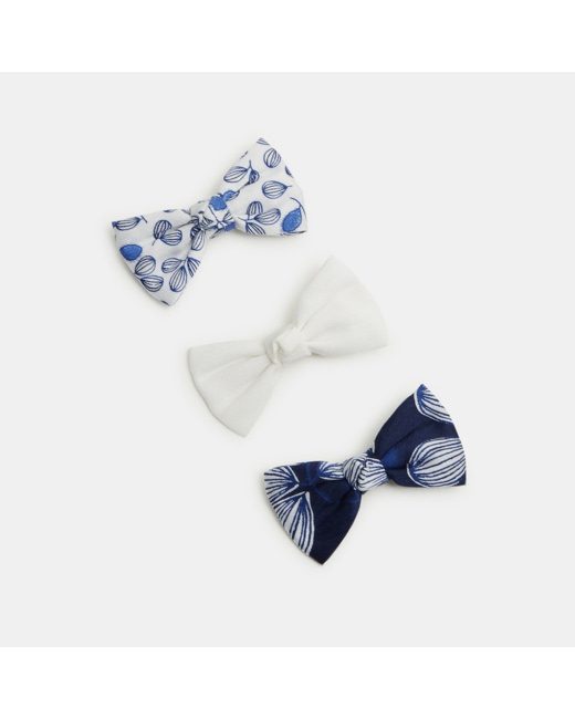 Barrettes nœuds papillon imprimés (lot de 3) blanc fille