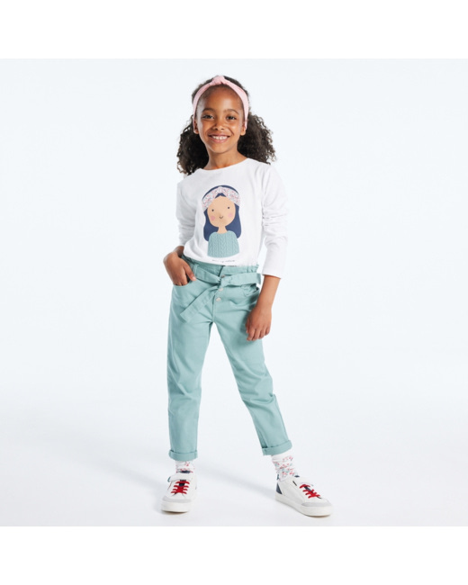 T-shirt personnage et message blanc fille