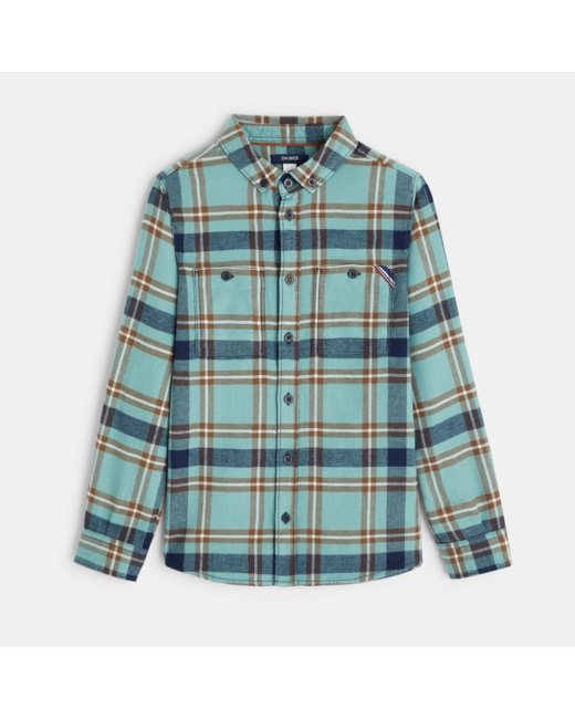 Chemise à carreaux verte garçon