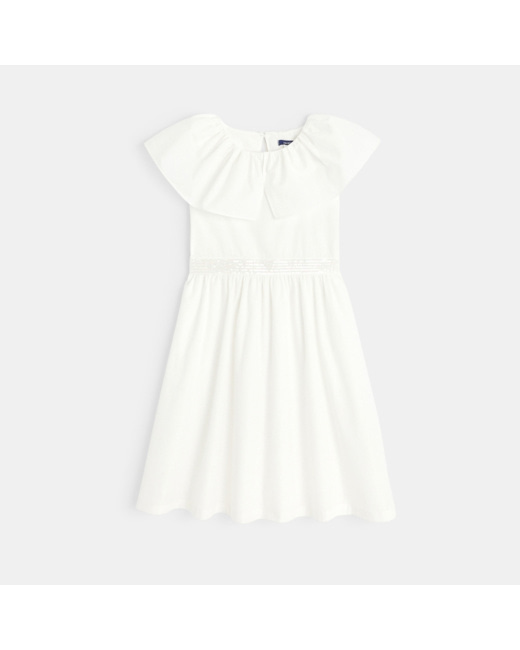Robe à encolure volantée blanche fille
